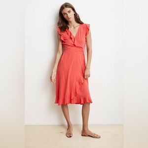 Velvet By Graham & Spencer Sedona Cotton Slub Ruffle Wrap Dress
